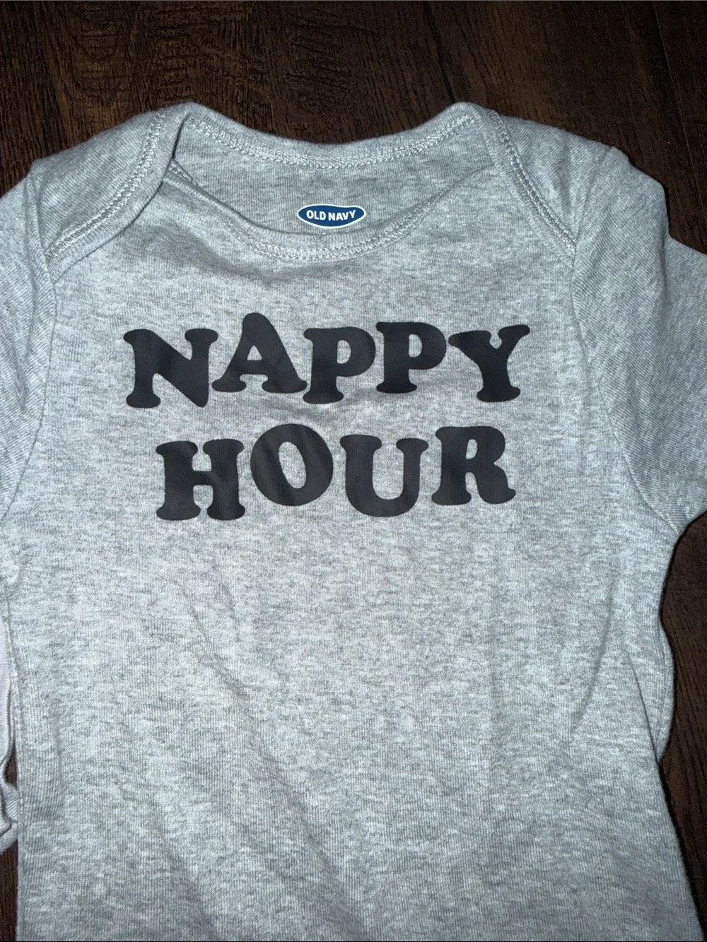 Old Navy Gray Baby One-Piece Bodysuit Set with Donut & Slogan